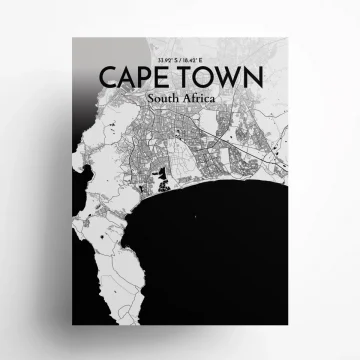 Cape Town city map poster in Ink of size 18" x 24" by OurPoster.com