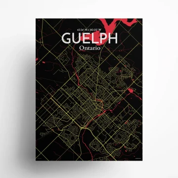 Guelph city map poster in Contrast of size 18" x 24" by OurPoster.com