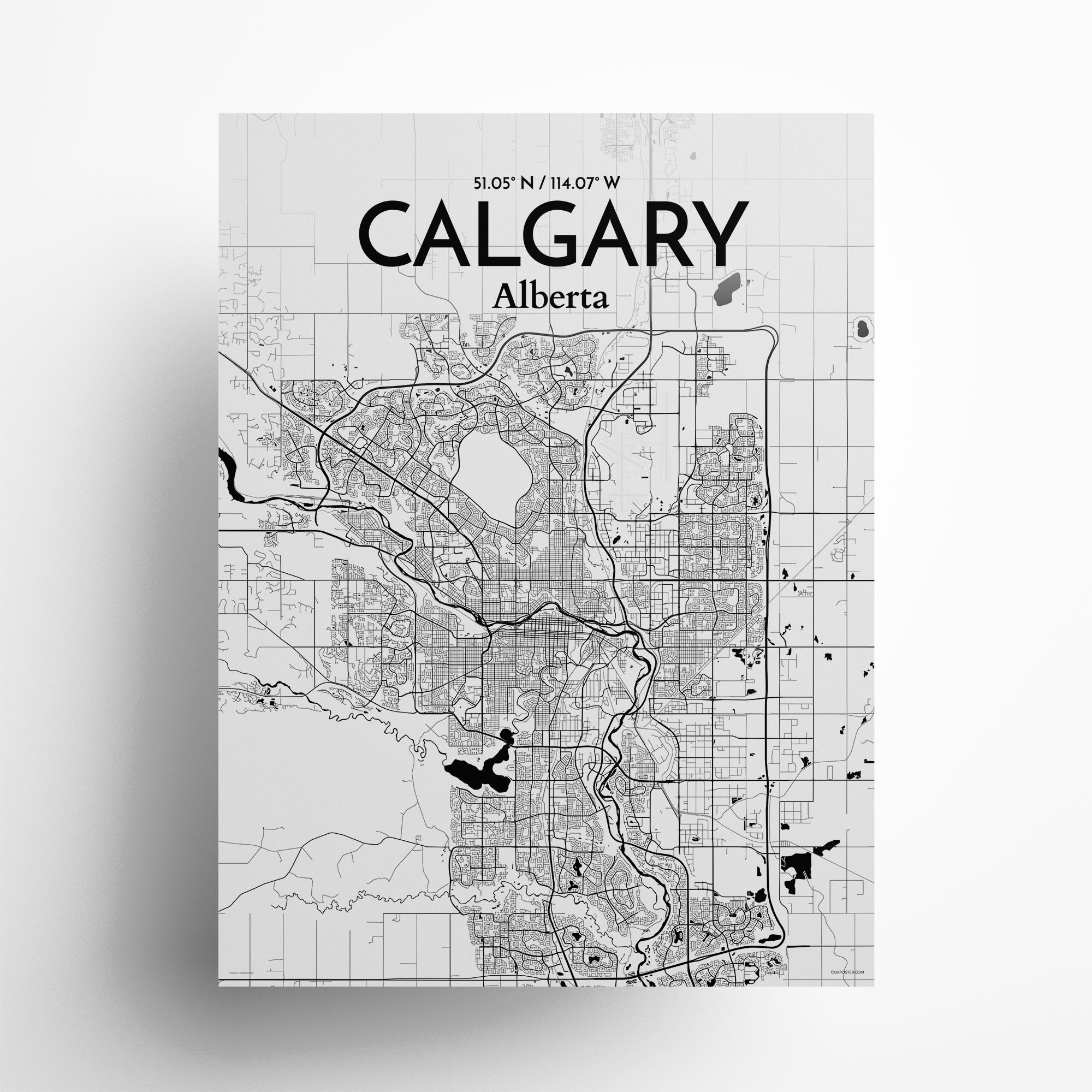 Calgary map print Calgary wall art Alberta print Calgary print Calgary