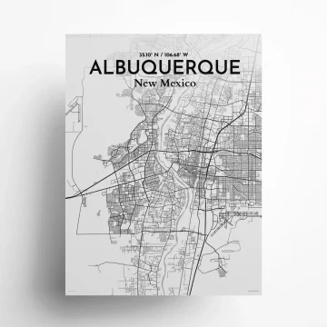 Albuquerque city map poster in Tones of size 18" x 24"