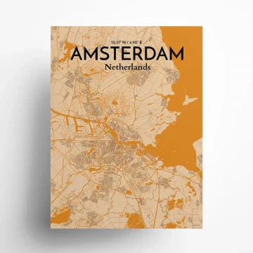 Amsterdam city map poster in Vintage of size 18" x 24" by OurPoster.com