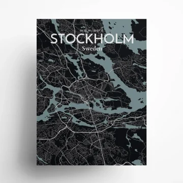 Stockholm city map poster in Midnight of size 18" x 24" by OurPoster.com