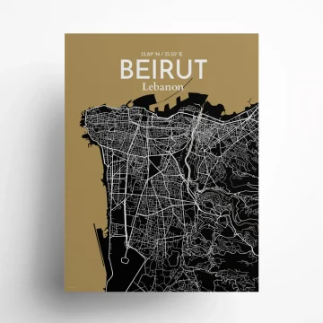 Beirut city map poster in Luxe of size 18" x 24" by OurPoster.com