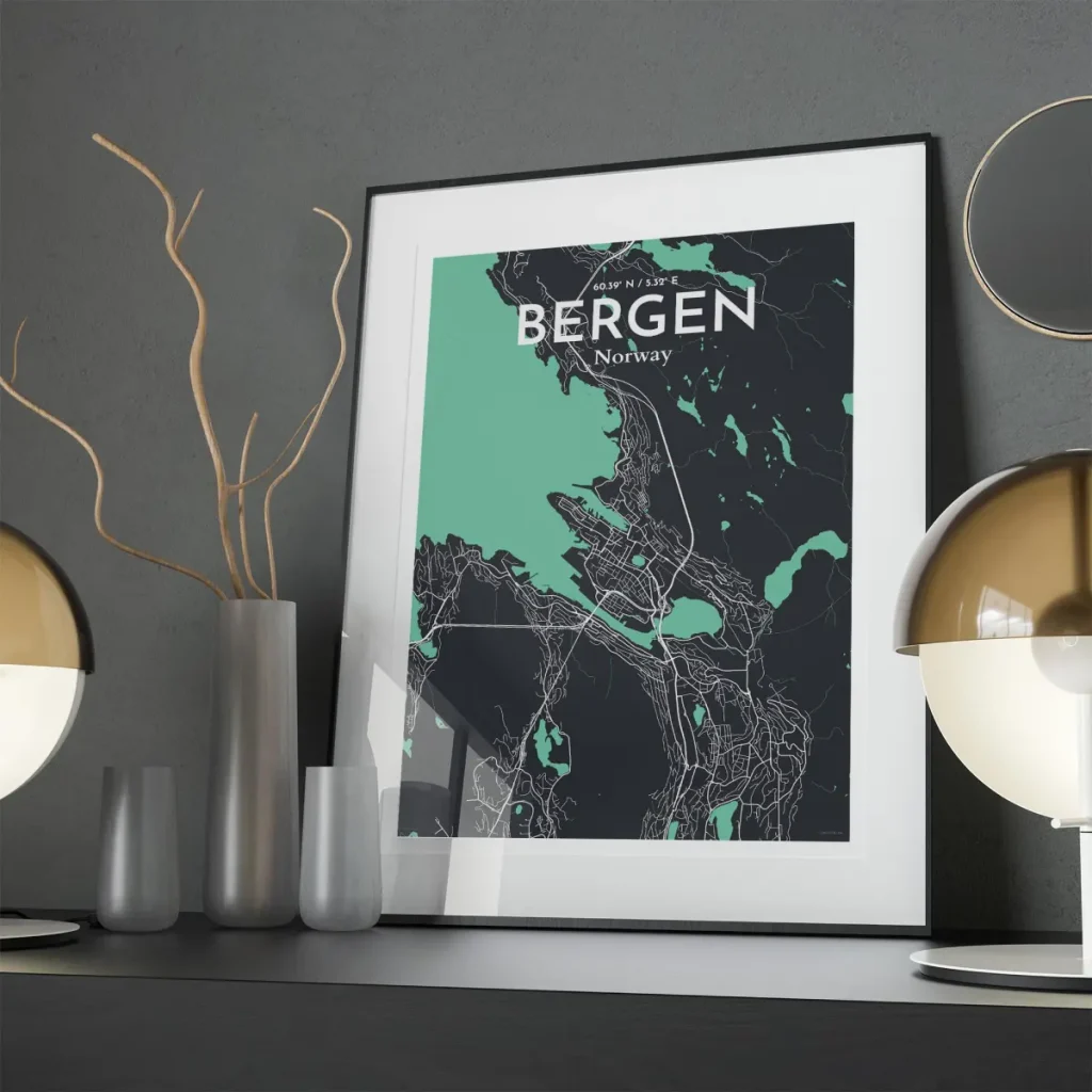 Bergen city map poster in Dream of size 50cm x 70cm by OurPoster.com