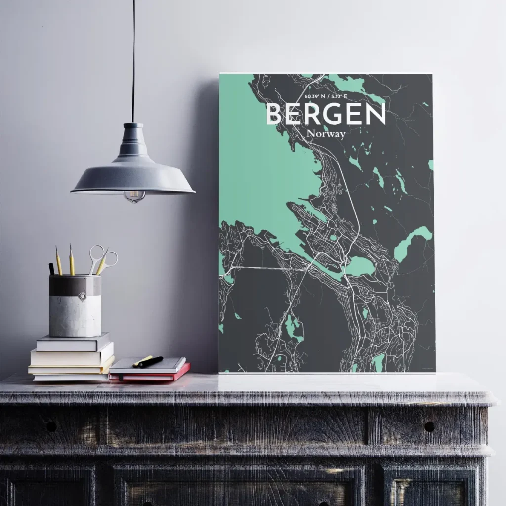 Bergen city map poster in Dream of size 50cm x 70cm by OurPoster.com