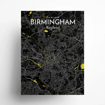 Birmingham city map poster in Times of size 18" x 24" by OurPoster.com