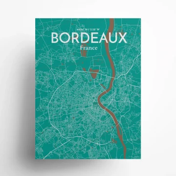 Bordeaux city map poster in Nature of size 18" x 24" by OurPoster.com