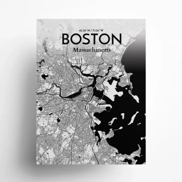 Boston city map poster in Ink of size 18" x 24" by OurPoster.com