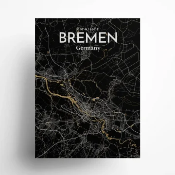 Bremen city map poster in Luxe of size 18" x 24"
