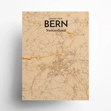 Bern city map poster in Vintage of size 18" x 24" by OurPoster.com