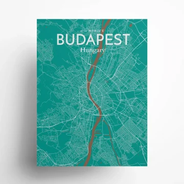 Budapest city map poster in Nature of size 18" x 24" by OurPoster.com