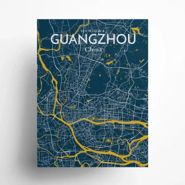 Guangzhou city map poster in Amuse of size 18" x 24" by OurPoster.com
