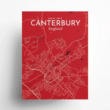 Canterbury city map poster in Nautical of size 18" x 24"