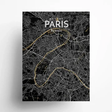 Paris city map poster in Luxe of size 18" x 24" by OurPoster.com