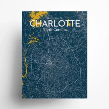 Charlotte city map poster in Amuse of size 18" x 24" by OurPoster.com