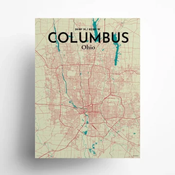 Columbus city map poster in Tricolor of size 18" x 24" by OurPoster.com