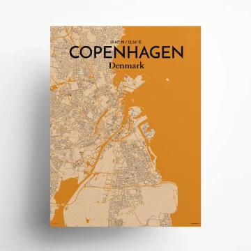 Copengagen city map poster in Vintage of size 18" x 24" by OurPoster.com