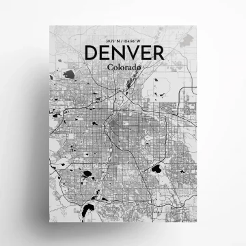 Denver city map poster in Ink of size 18" x 24" by OurPoster.com