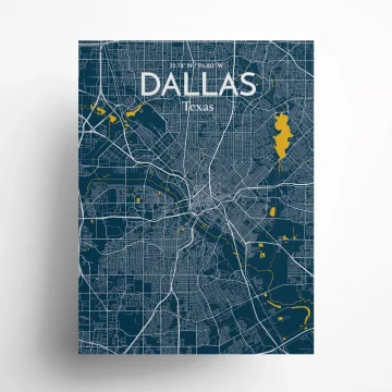 Dallas city map poster in Amuse of size 18" x 24" by OurPoster.com