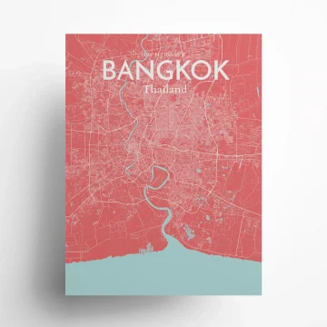 Bangkok city map poster in Maritime of size 18" x 24"