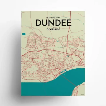 Dundee city map poster in Tricolor of size 18" x 24" by OurPoster.com