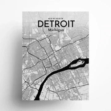 Detroit city map poster in Ink of size 18" x 24" by OurPoster.com