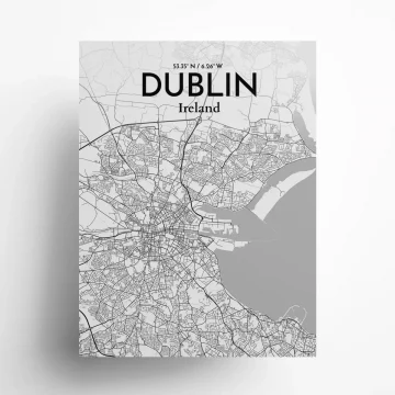Dublin city map poster in Tones of size 18" x 24" by OurPoster.com