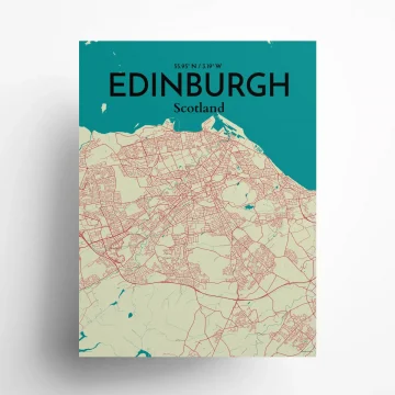Edinburgh city map poster in Tricolor of size 18" x 24" by OurPoster.com