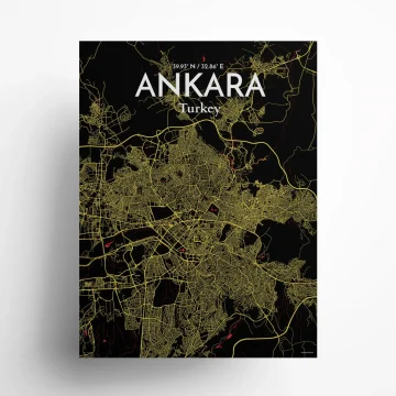 Ankara city map poster in Contrast of size 18" x 24" by OurPoster.com