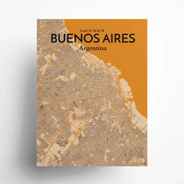 Buenos Aires city map poster in Vintage of size 18" x 24" by OurPoster.com