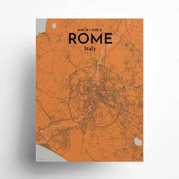 Rome city map poster in Oranje of size 18" x 24" by OurPoster.com