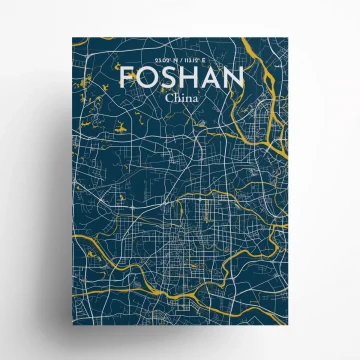 Foshan city map poster in Amuse of size 18" x 24"