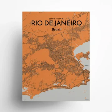 Rio de Janeiro city map poster in Oranje of size 18" x 24" by OurPoster.com