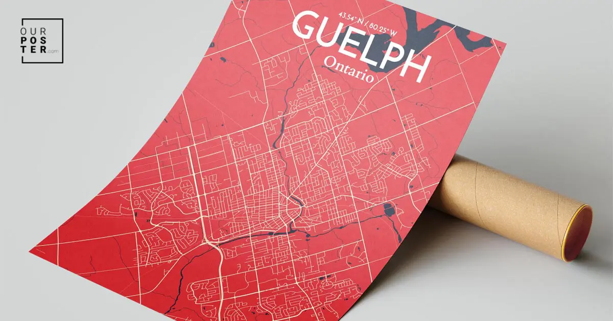 Guelph City Map, Art Print, Wall Decor