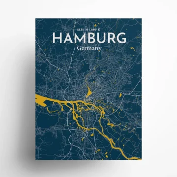 Hamburg city map poster in Amuse of size 18" x 24" by OurPoster.com