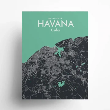 Havana city map poster in Dream of size 18" x 24" by OurPoster.com