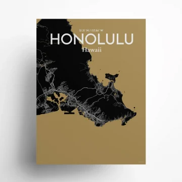 Honolulu city map poster in Luxe of size 18" x 24" by OurPoster.com