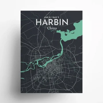 Harbin city map poster in Dream of size 18" x 24"