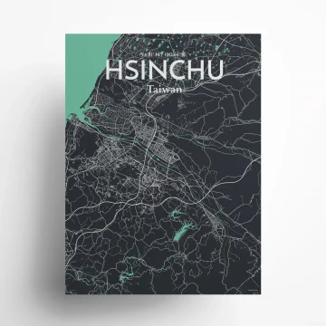 Hsinchu city map poster in Dream of size 18" x 24"