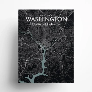 Washington city map poster in Midnight of size 18" x 24" by OurPoster.com