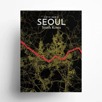 Seoul city map poster in Contrast of size 18" x 24" by OurPoster.com