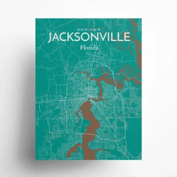 Jacksonville city map poster in Nature of size 18" x 24" by OurPoster.com