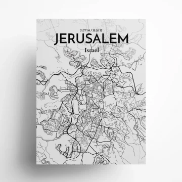 Jerusalem city map poster in Tones of size 18" x 24" by OurPoster.com