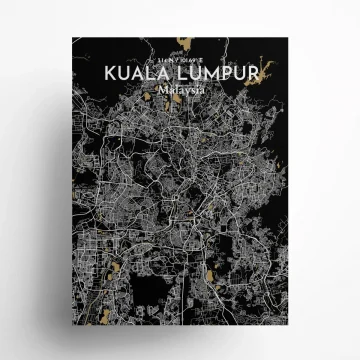 Kuala Lumpur city map poster in Luxe of size 18" x 24" by OurPoster.com
