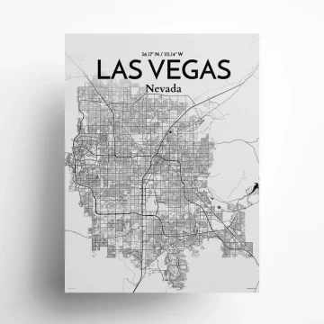 Las Vegas city map poster in Ink of size 18" x 24" by OurPoster.com