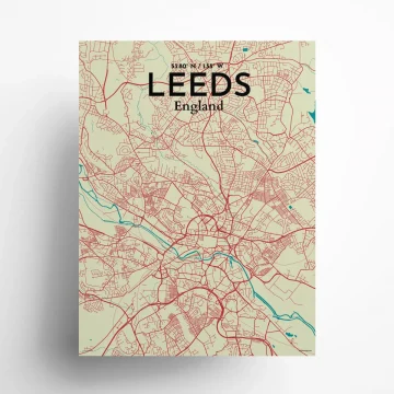 Leeds city map poster in Tricolor of size 18" x 24" by OurPoster.com