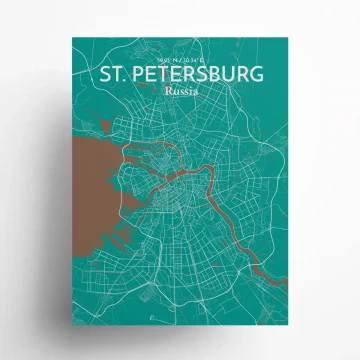 St. Petersburg city map poster in Nature of size 18" x 24" by OurPoster.com