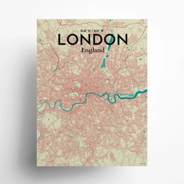 London city map poster in Tricolor of size 18" x 24" by OurPoster.com