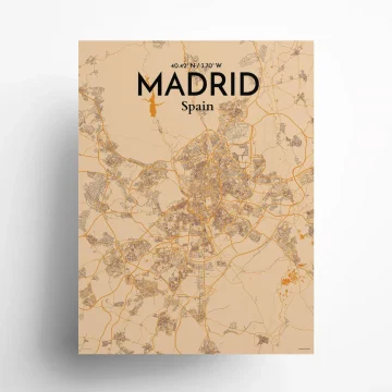 Madrid city map poster in Vintage of size 18" x 24" by OurPoster.com