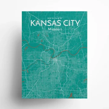 Kansas City city map poster in Nature of size 18" x 24" by OurPoster.com